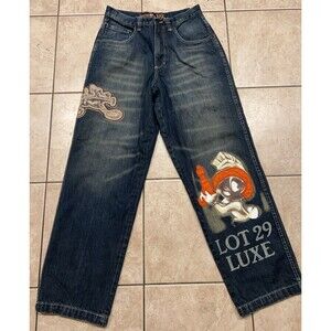 Vintage Lot 29 Luxe Jeans Size 32x32 Marvin the Martian Looney Tunes Blue Baggy